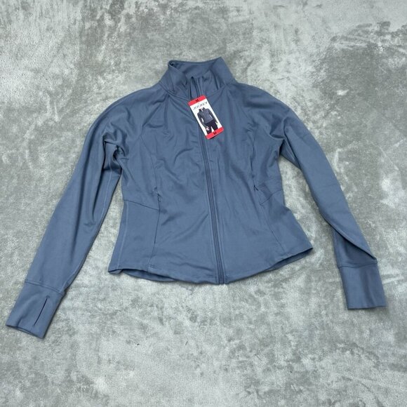 Jockey Womens Full-Zip Active Jacket With Thumbholes M Blue NWT 6403 - Picture 1 of 8